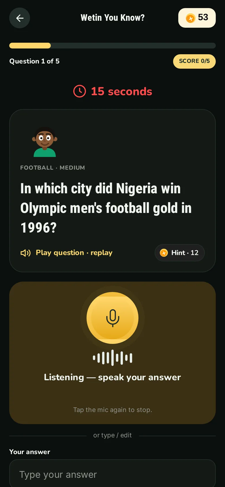 A question being asked, mic listening