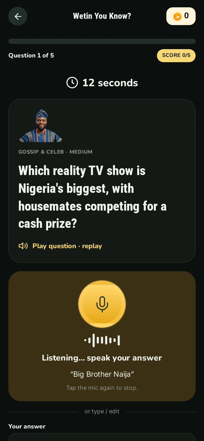 A question being asked, mic listening